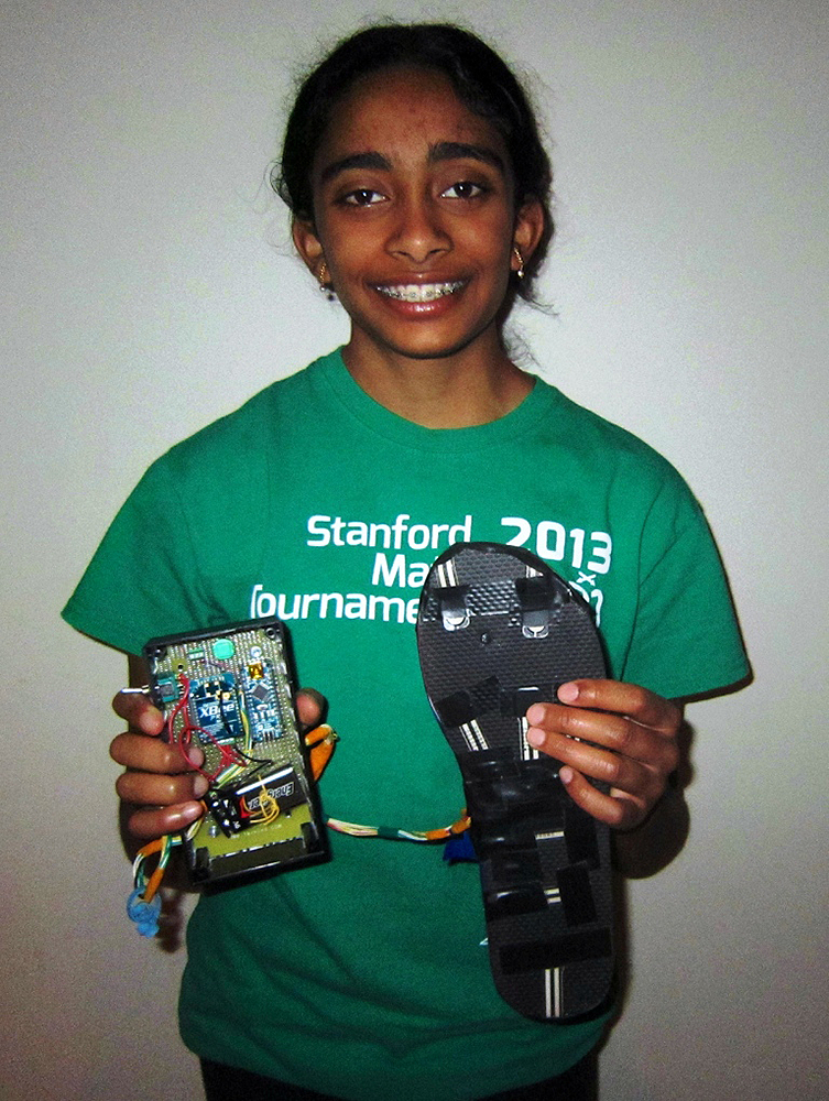 Maya with her Arduino-based Foot Neuropathy Analyzer